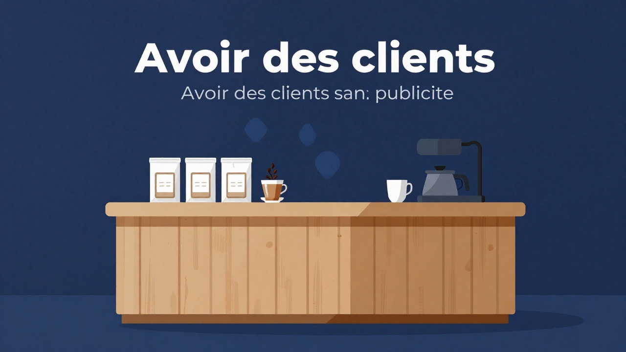 Comptoir en bois d'une petite torréfaction avec des sachets de café dans la lumière du matin